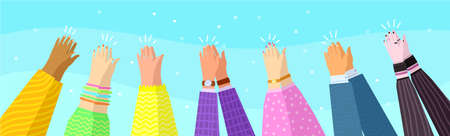 People applaud. Human hands clapping ovation. Business concept