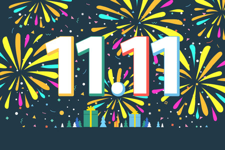 11.11 Online shopping day poster or flyer design.のイラスト素材