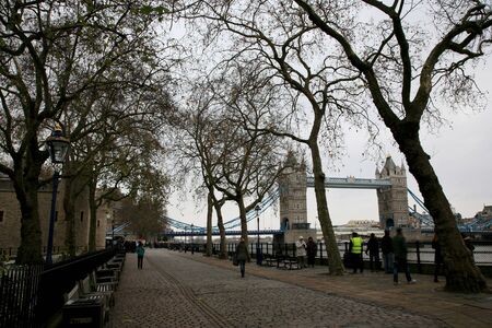 Tower Bridge in the cloudy dayのeditorial素材