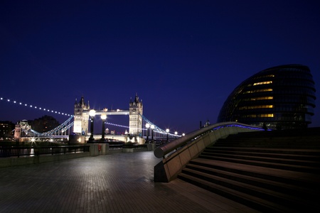 Tower Bridge and London City Hall at Night のeditorial素材