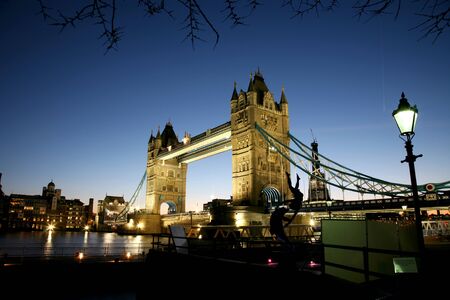 Walk along the Tower Bridge Thames Path at Night のeditorial素材