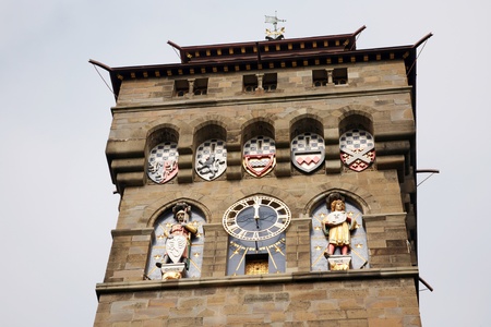 Outside view of Cardiff Castle in Cardiff, Wales. 