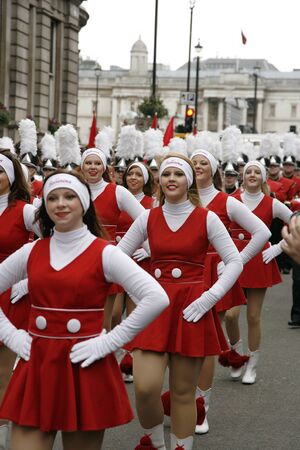 London, UK - January 01, 2012: American Cheerleaders participate in the New Years Day Parade. More than 10,000 performers represent for 20 countries world-wide like marching bands, cheerleaders, clowns acrobats etc. 
のeditorial素材