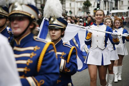 London, UK - January 01, 2012: Marching Band participate in the New Years Day Parade. More than...