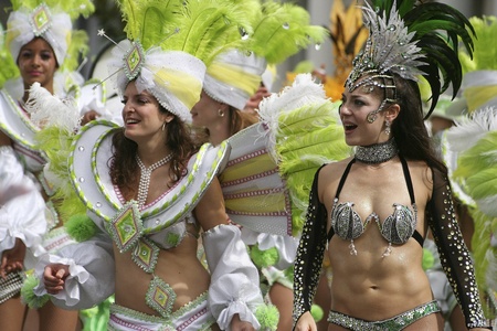 London, UK - August 31, 2009: Performers take part in the second day of Notting Hill Carnival, largest in Europe. Carnival takes place over two days in every August. 

のeditorial素材
