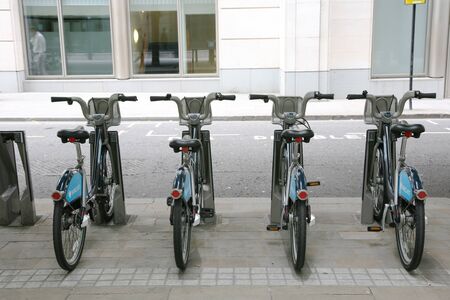 London, UK - August 20, 2010 : London's bicycle sharing scheme, to help ease traffic congestion,...