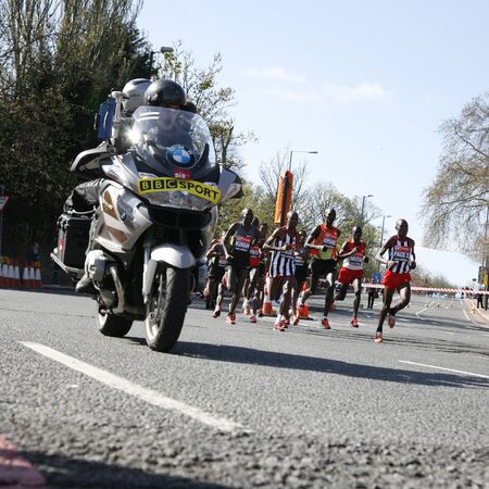 London, UK - April 22, 2012: Runners in London Marathon. The London Marathon is next to New York,...