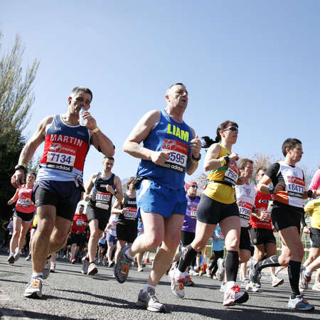 London, UK - April 22, 2012: Runners in London Marathon. The London Marathon is next to New York, Berlin, Chicago and Boston to the World Marathon Majors, the Champions League in the marathon.のeditorial素材