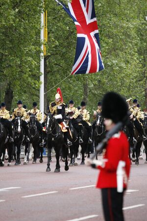 London, UK - June 16, 2012: Queen's Bands at Queen's Birthday Parade. Queen's Birthday Parade take place to Celebrate Queen's Official Birthday in every June in London. 

のeditorial素材