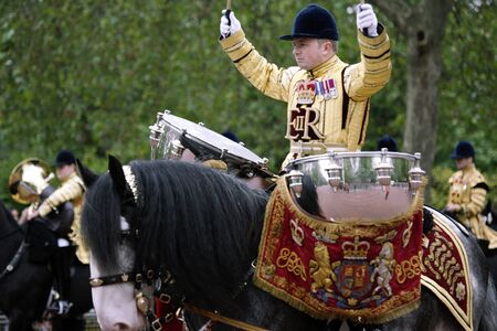 London, UK - June 16, 2012: Queen's Bands at Queen's Birthday Parade. Queen's Birthday Parade take place to Celebrate Queen's Official Birthday in every June in London. 

のeditorial素材
