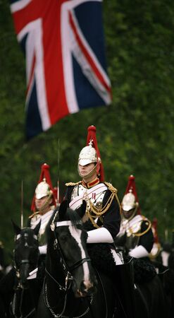 London, UK - June 16, 2012: Household Cavalry at Queen's Birthday Parade. Queen's Birthday Parade take place to Celebrate Queen's Official Birthday in every June in London. 

のeditorial素材