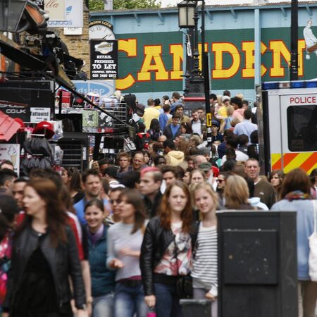 London, UK - June 17, 2012: The view of Camden Market, in Camden Town, also called Camden Lock. The...