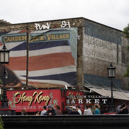 London, UK - June 17, 2012: The view of Camden Market, in Camden Town, also called Camden Lock. The Market is one of the most popular attraction in London attracting about 100,000 visitors each weekend.  のeditorial素材