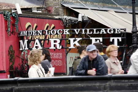 London, UK - June 17, 2012: The view of Camden Market, in Camden Town, also called Camden Lock. The Market is one of the most popular attraction in London attracting about 100,000 visitors each weekend.  のeditorial素材
