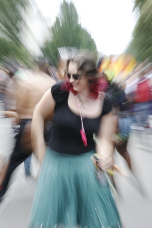 London, UK - August 26, 2012: Performers take part in the first day of Notting Hill Carnival, largest in Europe. Carnival takes place over two days in every August. のeditorial素材