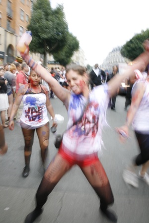 London, UK - August 26, 2012: Performers take part in the first day of Notting Hill Carnival, largest in Europe. Carnival takes place over two days in every August. 
のeditorial素材