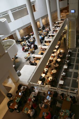 London, UK - August 27, 2010:  Inside view of British Library building, national library of the UK, designed by professor Colin Wilson, separated from British Museum in 1973.  
のeditorial素材