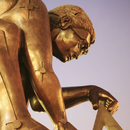 London, UK - November 1, 2010: Sculpture of Newton in the piazza of the British Library, by Sir Eduardo Luigi Paolozzi, after William Blake, 1995.  
のeditorial素材