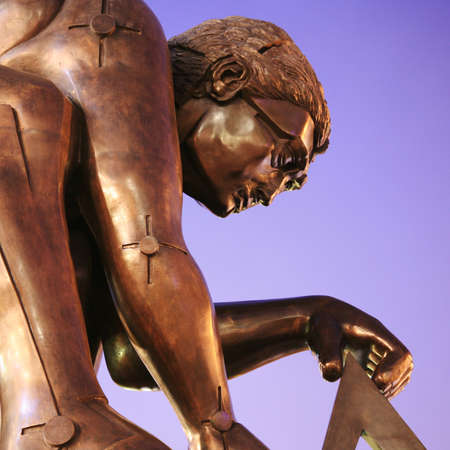 London, UK - November 1, 2010: Sculpture of Newton in the piazza of the British Library, by Sir Eduardo Luigi Paolozzi, after William Blake, 1995.  
のeditorial素材