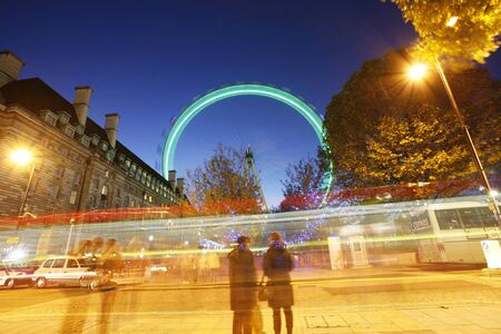 London, UK - November 2, 2012: Night view of The London Eye on November 2, 2012, London, England. A famous tourist attraction at a height of 135 metres (443 ft) and the biggest Ferris wheel in Europe.
のeditorial素材
