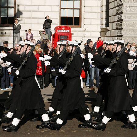 London, UK - November 11, 2012: Unidentified Regiments as part of the annual Remembrance Sunday...