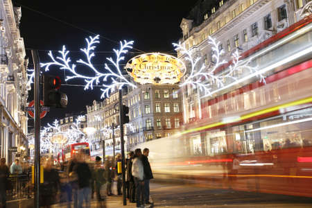 London, UK - November 23, 2012: Christmas Lights Display on Regent Street in London. The modern colourful Christmas lights attract and encourage people to the street.
のeditorial素材