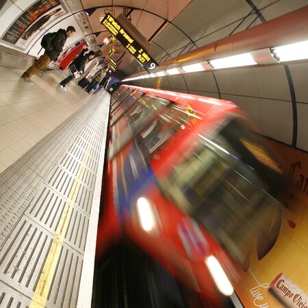 London, UK - October 13, 2012: Inside view of London DLR, Docklands Light Railway, is automated metro system, opened in 1987 serving Docklands area, carrying about 60 million passengers a year, of London.
のeditorial素材