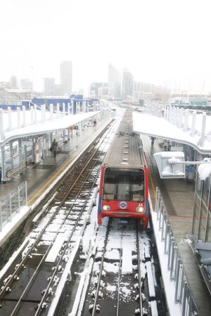 London, UK - October 13, 2012: London DLR, Docklands Light Railway, is automated metro system, opened in 1987 serving Docklands area, carrying about 60 million passengers a year, of London.
のeditorial素材