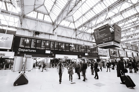 London, UK - November 18, 2012: Inside view of Waterloo Station, people present, since 1848, central London railway terminus, busiest railway terminus, served 91 million passenger between 2010 - 2011. 
のeditorial素材