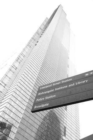 London , UK - March 25, 2012: Outside view of Heron Tower, a skyscraper in the City of London, 230 metres height, 46 floors, completed in 2011, seen from pedestrian walk path. 
のeditorial素材