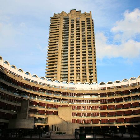 London , UK - February 14, 2011: Outside view of Barbican Center, largest performing arts centre in Europe, designed by Chamberlin, Powell and Bon, opened 1982. 
のeditorial素材
