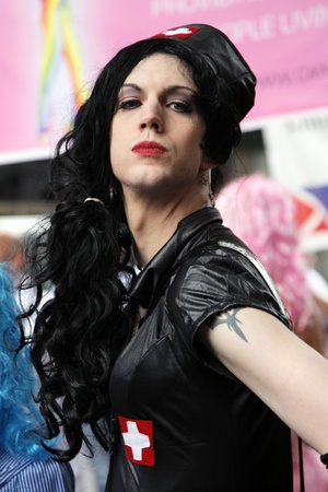 LONDON - JULY 7: People take part in London's Gay Pride, 2012 Worldpride on July 7, 2012 in London, UK, estimated 25,000 people took part in the march, Parade to support gay rights. 
のeditorial素材