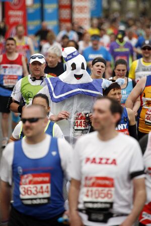 London, UK - April 21, 2013: Participant in the London Marathon wearing funny costume. The London Marathon is next to New York, Berlin, Chicago and Boston to the World Marathon Majors, the Champions League in the marathon.
のeditorial素材