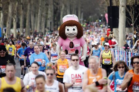 London, UK - April 21, 2013: Participant wearing funny costume in the crowds of runners of London Marathon. The London Marathon is next to New York, Berlin, Chicago and Boston to the World Marathon Majors, the Champions League in the marathon.
のeditorial素材