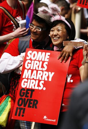 London, UK - June 29, 2013: People with picket take part in London's Gay Pride, also called London Pride, estimated 25,000 people took part in the march, Parade to support gay rights.
のeditorial素材