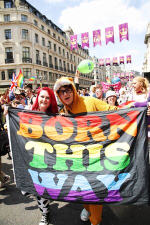 London, UK - June 29, 2013: People take part in London's Gay Pride, also called London Pride, estimated 25,000 people took part in the march, Parade to support gay rights.
のeditorial素材