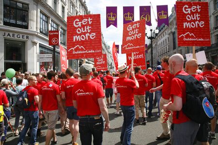 London, UK - June 29, 2013: People with picket take part in London's Gay Pride, also called London Pride, estimated 25,000 people took part in the march, Parade to support gay rights.
のeditorial素材