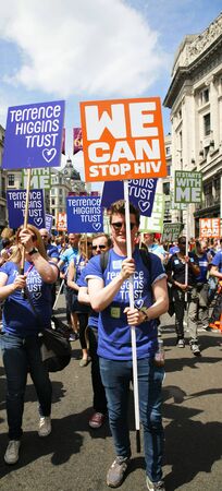 London, UK - June 29, 2013: People with picket take part in London's Gay Pride, also called London Pride, estimated 25,000 people took part in the march, Parade to support gay rights.
のeditorial素材
