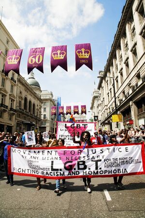 London, UK - June 29, 2013: People take part in London's Gay Pride, also called London Pride, estimated 25,000 people took part in the march, Parade to support gay rights.
のeditorial素材