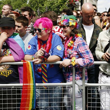 London, UK - June 29, 2013: Supporters watch and cheer London's Gay Pride participants, estimated 25,000 people took part in the march, Parade to support gay rights.
のeditorial素材