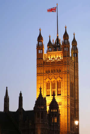 London Victoria Tower stands at the House of Lords end of the Palace of Westminsterのeditorial素材