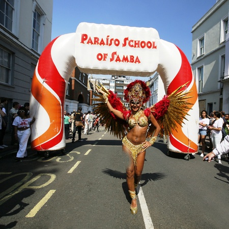 London, UK - August 26, 2013: Performers take part in the second day of Notting Hill Carnival,...