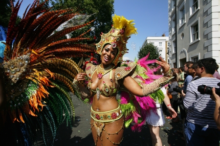 London, UK - August 26, 2013: Performers take part in the second day of Notting Hill Carnival,...