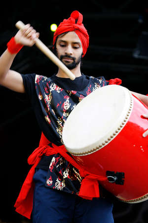 London, UK - October 5, 2013: Participants, Okinawa Sanshinkai Team at 2013 London Japanese Matsuri (festival), various of activities to keep all ages happy at the Japan Matsuri Festival at Trafalgar Square. 
のeditorial素材