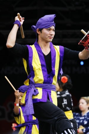 London, UK - October 5, 2013: Participants, Okinawa Sanshinkai Team at 2013 London Japanese Matsuri (festival), various of activities to keep all ages happy at the Japan Matsuri Festival at Trafalgar Square. 
のeditorial素材