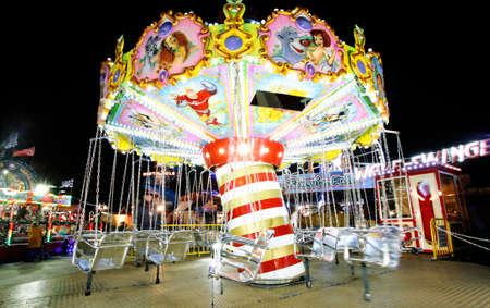 London, UK - November 26, 2013: Night scene of Hyde Park's winter wonder land, People can enjoy the rides and attractions in the famous Winter wonderland, take place yearly, at Hyde park, Londonのeditorial素材