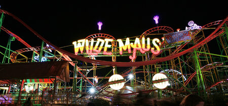 London, UK - November 26, 2013: Night scene of Hyde Park's winter wonder land, People can enjoy the rides and attractions in the famous Winter wonderland, take place yearly, at Hyde park, Londonのeditorial素材