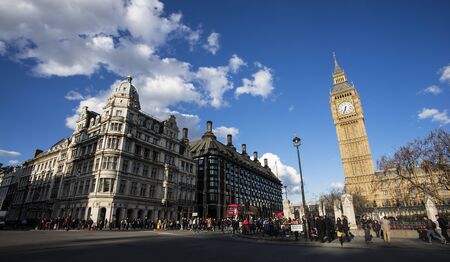 LONDON - APRIL 29, 2015: General view of Westminster Parliament Square, one of the London's main...