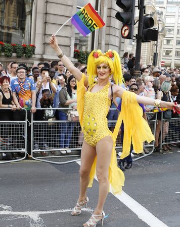 London - June 27, 2015: People take part in London's Gay Pride, 2015 Worldpride, estimated 25,000 people took part in the march, Parade to support gay rights.のeditorial素材