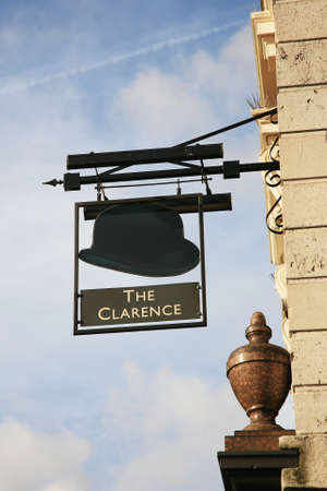 London, UK - October 18, 2010: English pub sign, Public house, known as pub, is focal point of community. Pub business, now about 53,500 pubs in UK, has been declining every year.のeditorial素材